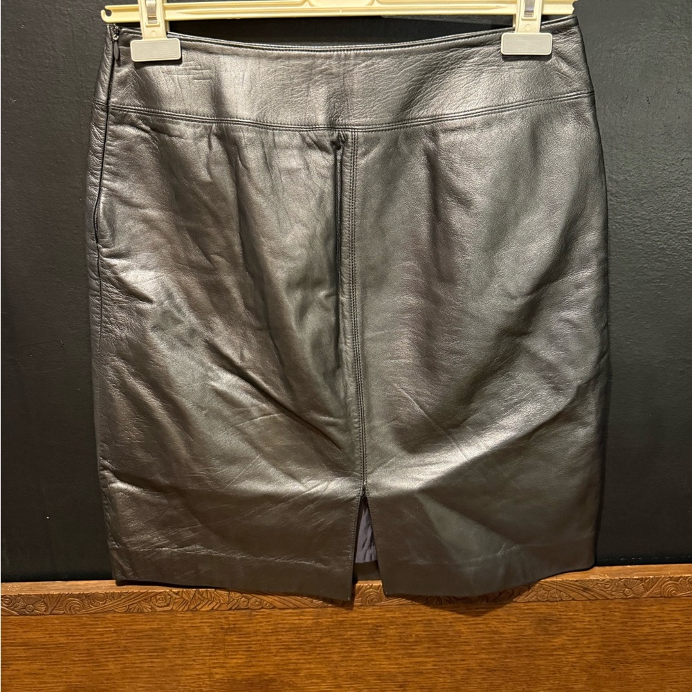 Lord & Taylor Metallic Leather Skirt - Picture 6 of 10